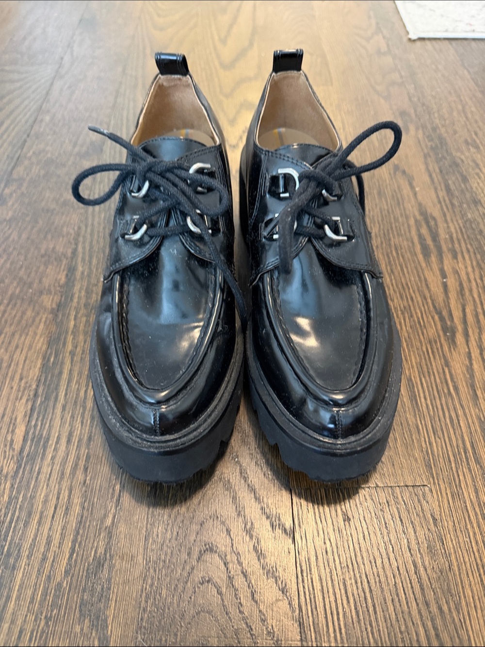 Sam Edelman Black Patent Lug Sole Loafers